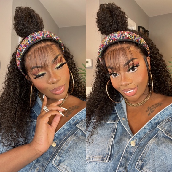 22" Curly 13x4 Lace Frontal Human Hair Wig (not a bang wig) -Beauty Forever Hair - Picture 2 of 6